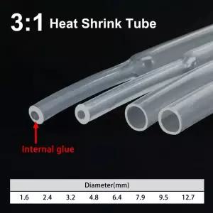 전선보호대 5M 31 열수축 튜브접착제 투명 보호 와이어 케이블 방수 절연 튜브