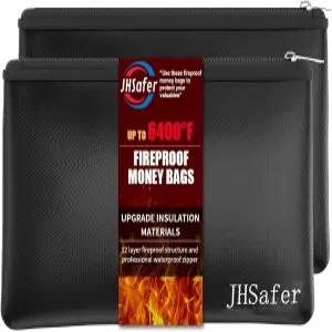 6400 F 방화 및 방수 머니백 지퍼 포함 2개 11인치 x6.3인치 캐시백 지갑 봉투 안전 파우치 가방 현금 여권