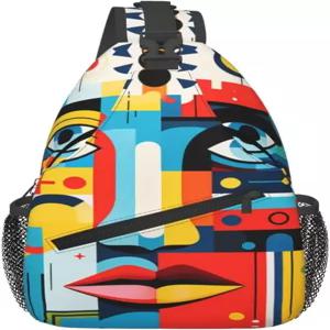 남성과 여성을 위한 그래픽 크로스바디 백팩 캐주얼 하이킹에 적합하며 가슴 또는 어깨 스타일로