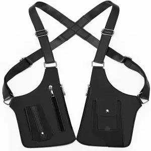 마이키드 더블 어깨 겨드랑이 가방 방지 숨겨진 스트랩 지갑 포켓 홀스터 휴대폰 레저 파우치