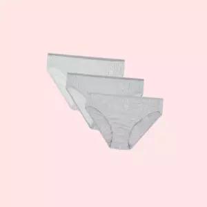 자주 JAJU 여 코튼 면 핀스트라이프 힙허거 팬티 속옷 언더웨어 3매 그레이 2412474843 4431901