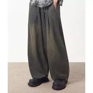 디미트리블랙 ASI 에센셜 커브드 벌룬 데님 팬츠_린넨라이크 옐로우 워싱 451159