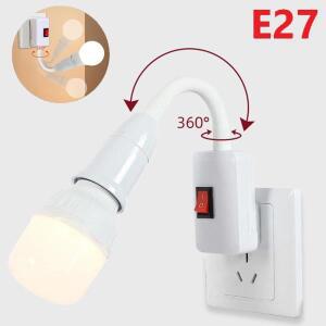 직접 플러그인 360 ° 회전식 E27 소켓 스위치 포함 LED 전구용 램프 홀더 변환기 EU US 어댑터 베이스