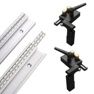 300-500mm T 트랙 리미터 이동식 스케일이있는 알루미늄 합금 45 슈트 슬롯 목공 톱 테이블 마이 터 작업