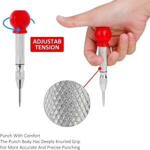 자동 센터 펀치 조정 가능한 임팩트 홀 차단기 도구 고속 강철 스프링 장착 창
