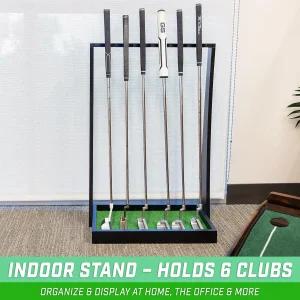 고스포츠 프리미엄 원목 골프 퍼터 스탠드 블랙 내추럴 브라운 화이트 실내 디스플레이 랙 6개 클럽 수용