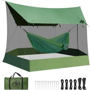 아야마야 모기장이 있는 캠핑 타프 해먹을 위한 대형 사이즈 18 x 11 FT 스크린 하우스 피크닉을 버그