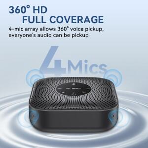 호환 EMEET 스피커폰 무선 회의 360  사무실/가정용 소음 제거 마이크 4개를 갖춘 음성 픽업