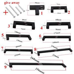 RUNBAZEF 현대 검은 캐비닛 손잡이 사각형 가구 하드웨어 스테인레스 스틸 주방 문 찬장 옷장 서랍 당겨