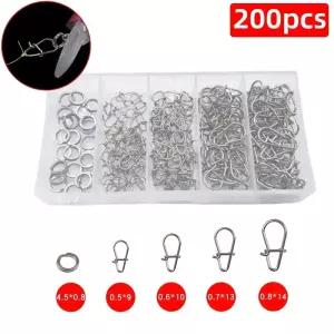 200 루어 핀 세트 조롱박 강화 편평한 이중 원형 낚시 장비 커넥터