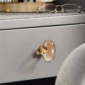 단단한 구리 비둘기 계란 주방 캐비닛 처리 황동 찬장 옷장 문 손잡이 샴페인 골드 크리스탈 가구 서랍 당