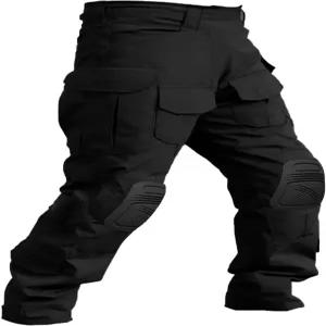 무릎 패드가 있는 메르자즈 남성 전술 바지 방수 카고 에어소프트 페인트볼 군용 등산 벨트 없음