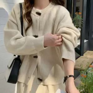 여성 파스텔 컬러 떡볶이 라운드 니트 가디건