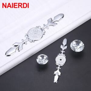 NAIERDI 럭셔리 다이아몬드 크리스탈 핸들 신발장 캐비닛 옷장 도어 서랍 손잡이 당겨 풀러 가구