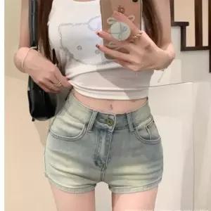 EAMT 여름 빈티지 여친 청반바지 반바지 하이웨스트 청바지 핫팬츠 일자 슬림 EUNG2