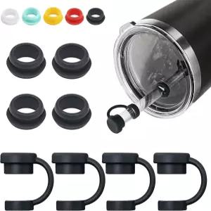 예티 컵용 빨대 커버 텀블러와 호환되는 실리콘 유출 스토퍼 4세트 4개 누수 방지 포함 머그 액세서리 키트