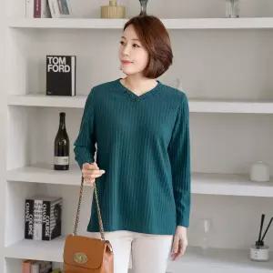 골지단추브이넥티셔츠40대50대-YTE2401088-중년여성의류 50대여성의류1053557