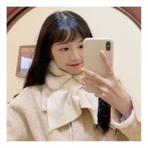 겨울 밍크 리본 퍼 울 목도리 머플러 여자 선물 쁘띠 니트