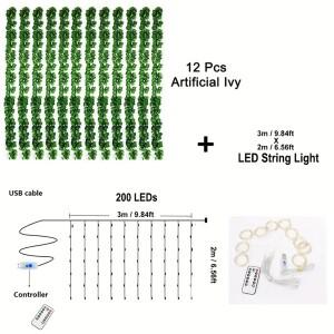 12 팩 포도 나무 매달려 갈 랜드 문자열 빛 인공 lvy LED StringLight 침실 웨딩 파티 정원 벽 룸 홈 장식