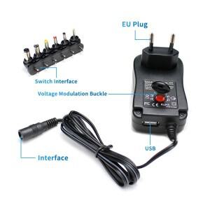 호환 AC DC 조절식 USB 전원 공급 장치 220V 12V 스위칭 어댑터 9V 2A 3A 30W LED 스트립용 다중 전압 변압