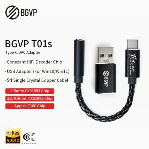 호환 BGVP T01s USB DAC AMP 어댑터 유형-C  3.5mm 오디오 케이블 CX31993 칩 헤드폰 앰프 HIFI 디지털 컨