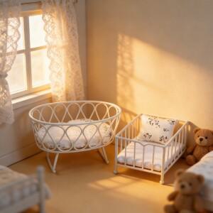 인형의 집 액세서리 1:8-1:12 스케일 미니 주철 요람 침대 소파, 가구, 모델 하우스 장식에 적합