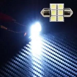 [셀러에이드]화이트LED전구 31mm타입 12V 5050 3칩 6발 플렉시블 자동차튜브 자동차LED