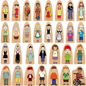 사이후드 30개 나무 커뮤니티 도우미 장난감 다문화 직업 사람 피규어 인형 유치원 교실 장식용 소형