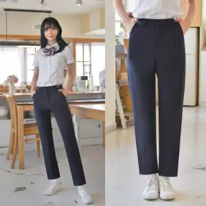 (빅사이즈)하복 허리조절 네이비 교복바지 여자 -6XL