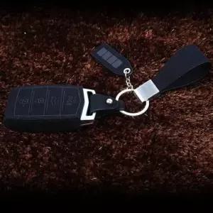 차키키링 4버튼 스웨이드 가죽 키홀더 G70 G80 G90 EQ900