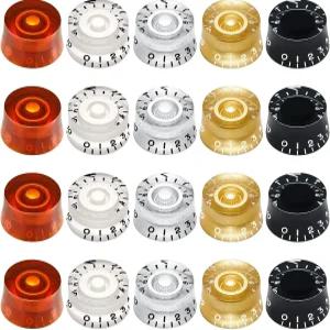 누안추 20피스 전기 기타 노브 탑햇 볼륨 톤 조절 회전 속도 베이스 악기 부품 교체용 빈티지 페달 제어