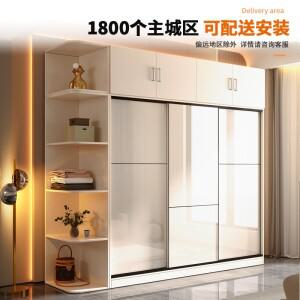 옷장, 침실, 가정용 단단한 나무 미닫이 문 2025 새로운 인기 작은 아파트 공간 절약형 임대실 보관 캐비