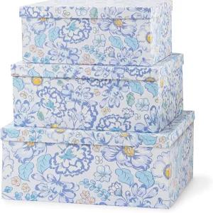 홈 데코용 소울 레인 장식 판지 보관함 스카이 메도우 3종 세트 뚜껑이 있는 플로럴 둥지 기념품 및 사진용