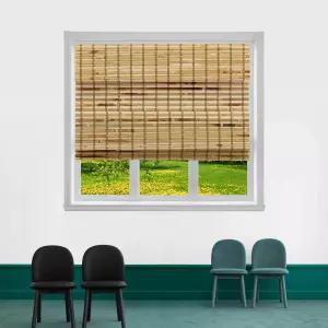 TJ GLOBAL 무선 플랫스틱 대나무 로마 창문 블라인드 선섀도 8인치 발란스의 조명 필터링 음영 - 라이트 x