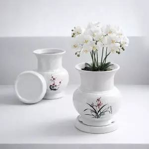 항아리 백자화분 239 MHLH 난화분 세라믹 도자기 사무실 동양란 매화 난