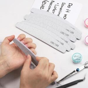 10피스 회색 사포 네일 파일 100/180 양면 버퍼 블록 폴리셔 페디큐어 매니큐어 아트 호환 액세서리