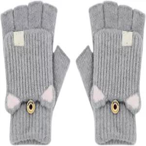 겨울용 따뜻한 컨버터블 장갑 반 손가락 없는 플러시 니트 안감 카툰 6-12세 남아용