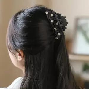 엔젤슈슈 데이지 플라워 큐빅 집게핀 꽃 긴머리 핀 헤