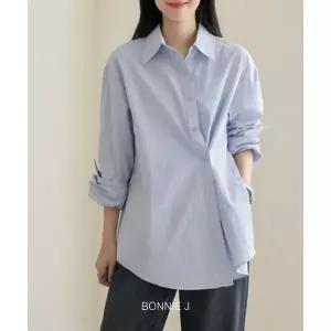 [하프클럽/]사이드 슬릿 언발 데일리룩 옆트임 롱셔츠 남방 2컬러 루즈핏 롱