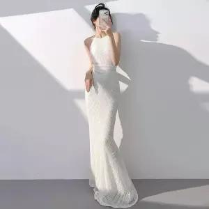 시상식 드레스 파티 웨딩 화이트 파티드레스 콩쿨 무대복