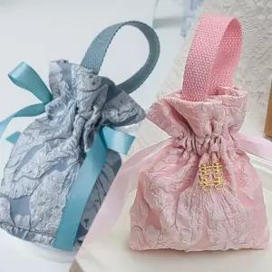 고급 전통 복주머니 골드팬던트 복조리 리본 자카드 손잡이 구디백 신년 설날 명절 답례 단체선물 전통