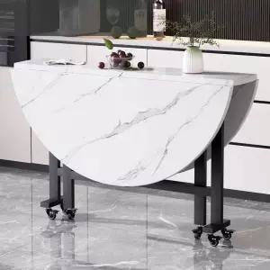 확장형 식탁 중국식 회전테이블 업소 돌림판 중화요리 80cm 화이트 마블 / 검정 다리127841