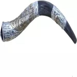 쿠두 쇼파 혼 은도금 예루살렘 메노라 디자인 20-24인치(곡선 길이) - 정통 유대 악기