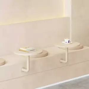 고정식 카페 테이블 벽부착 커피숍 탁자 타원 선반 크림128100