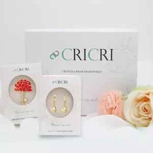 크리스탈 카네이션 브로치+귀걸이 선물세트 어버이날 가정의달 선물