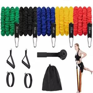 ZSLBMD 저항 밴드 세트 150파운드 운동복 가정용 야외 운동용 튼튼한 보호 나일론 천 스포츠 슈트 (색상 D)