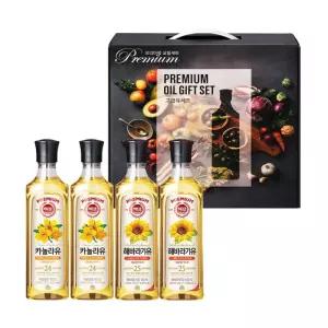 DM 기프트 판촉 선물 세트프리미엄 요리 기름 오일 카놀라유 500ml 2병+해바라기유 2병