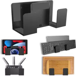 노트북/키보드/태블릿/킨들/라우터/모뎀/케이블 박스용 범용 벽걸이 정리함 전자 책상 측면 및 침대 옆