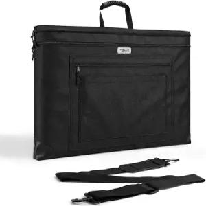 JusArt 아트 포트폴리오 백 18x24 접이식 경량 폴더 케이스 조절 가능한 어깨 스트랩 가죽 모서리 예술가