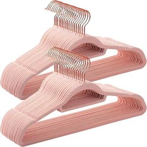 핑크 벨벳 옷걸이 30팩 로즈 골드 후크 공간 절약 논슬립 코트 스웨터 재킷 드레스 셔츠 정장 및 티셔츠용